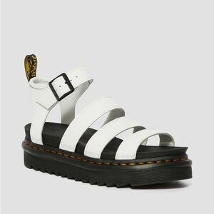 Dr. Martens Blaire Hydro Leather Strap Platform Sandals White Size 6